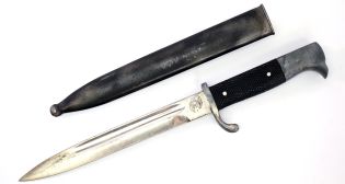 WW2 Heer Long 98k Dress Bayonet by Robert Klaas with Scabbard and Red Felt